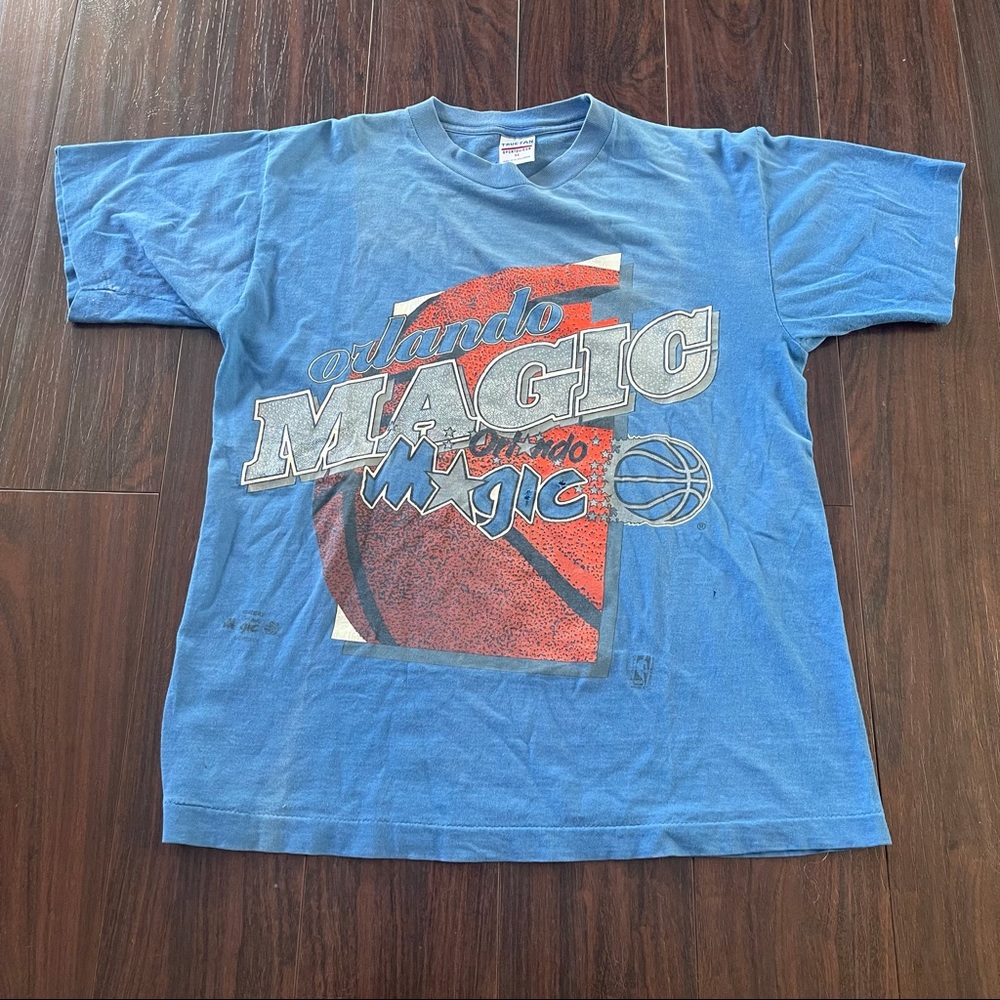 Vintage NBA Orlando Magic Mens Shirt Blue Size Medium True Fan Faded Distressed - Picture 1 of 8